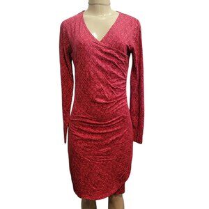 Kuhl Dress Red Print Long Sleeve Faux Wrap Ruched Display// Sample//New